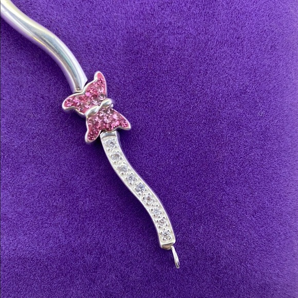 💛 Classic Sterling Silver White & Pink Crystal Butterfly Bracelet - Picture 11 of 11
